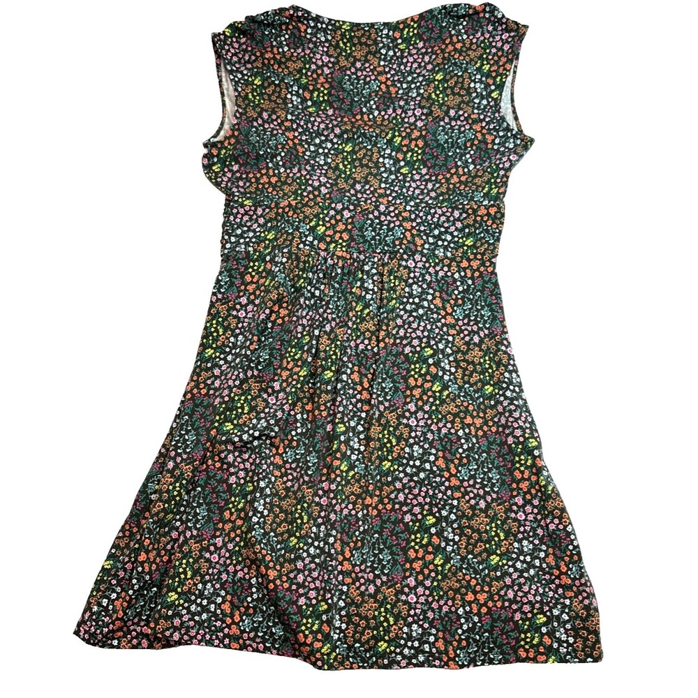 Lands End Dress Faux Wrap Brown Multicolor Floral Sleeveless Sz Large 14-16 - Picture 10 of 13